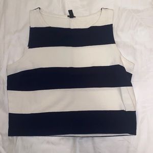 JCREW navy blue and white cropped tank